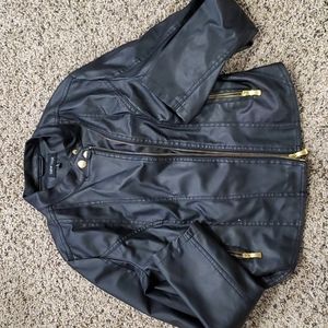 Black pleather zipper jacket